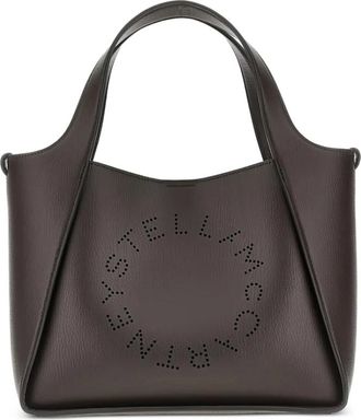 Stella McCartney Tassen, Dames, Bruin, ONE Size, Leer, Logo Crossbody Tote