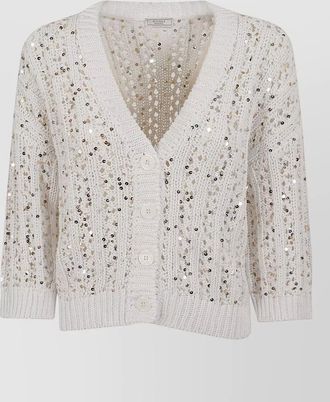 PESERICO womens cotton knit top v neck