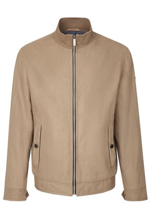 Bugatti Blouson BUGATTI, Herren, Gr. 50, grau (taupe), 100% Polyester, regular fit, Manschette, Jacken Blouson, mit Water-repellent-Funktion
