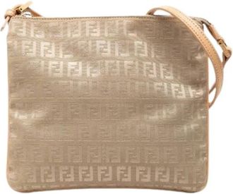 Fendi Pre-owned Canvas Crossbody Bag - Dames - Vintage Schoudertas - Beige - ONE Size - Leer - Vintage