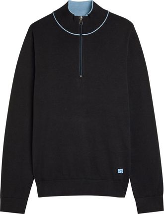 Paul Smith Half-zip Fine Cotton-knit Jumper - Navy - Xxl