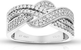 Vir Jewels 1/2 cttw Lab Grown Diamond Ring in Sterling Silver For Women