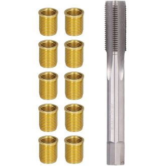 OEM Kit Di Attrezzi Per La Riparazione Della Filettatura Delle Candele - 10 Inserti M12x1.25 - Maschio In Acciaio Rapido M14x1.25 - Per Motori A Benzina E
