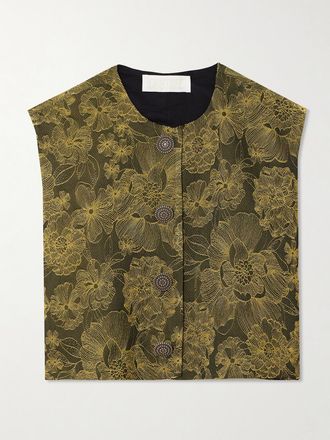 D'Estrëe Paris Gilet Cropped Ricamato Hernan - Verde