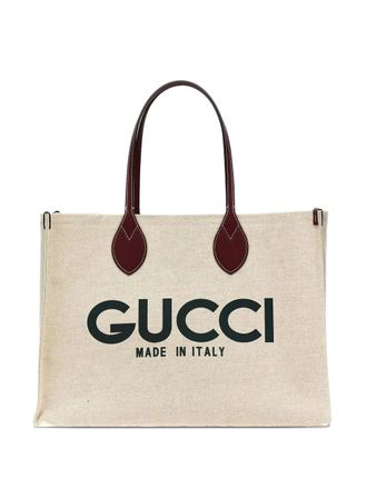 Gucci logo-print canvas tote bag - Neutrals
