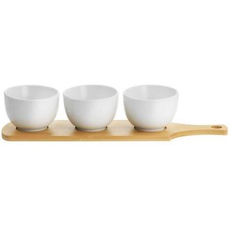 Gibson Home Gracious Dining 4 Piece Fine Ceramic Tidbit Bowl Set with Base in White at Nordstrom