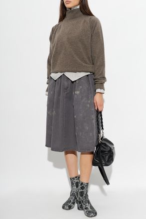 Maison Margiela Denim Skirt With A vintage Effect, Womens, Grey