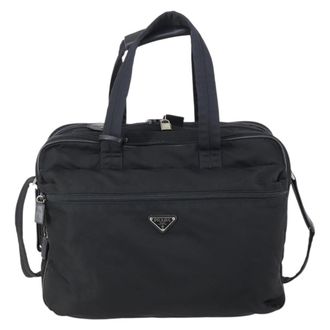 Prada Porta Computer Tessuto And Saffiano Leather Black Nylon Briefcase Bag (Pre-Owned)