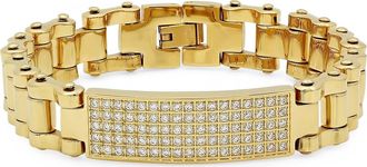 Steeltime Mens Cubic Zirconia ID Chain Bracelet in Gold at Nordstrom Rack