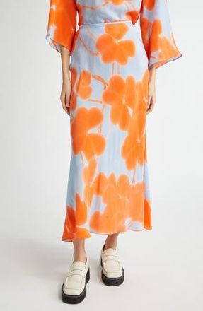 Marimekko Ekspressio Ketunleip&auml; Cupro Maxi Skirt in Light Blue Orange Light Pink at Nordstrom Rack, Size 36
