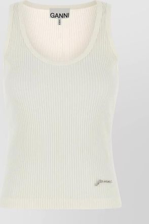 Ganni cotton logo-detail tank top