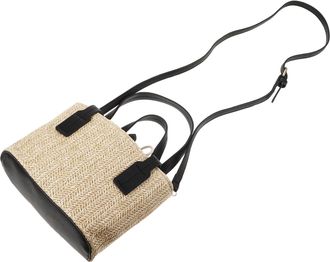 Vosarea Woven Beach Bag for Women Small Straw Crossbody Bucket Bag with Drawstring Closure Black Shoulder Purse Suitable for Summer and Travel