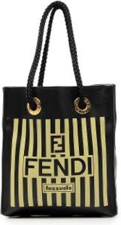 Fendi Pre-owned Printed Leather Tote - Dames - Vintage Shopper - Zwart - ONE Size - Leer - Vintage