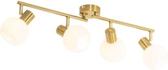 QAZQA Art D&eacute;co Foco De Techo Inteligente Dorado Con Cristal Opalino 4 Luces Orientable Incl. 4 Wifi P45 - Anouk Vidrio /acero Esfera /alargada Adecuado Para