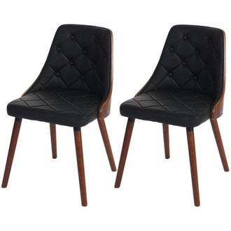 Hhg Non utilizzato] Set 2x sedie sala da pranzo soggiorno HHG 414 53x50x82cm legno ecopelle nero