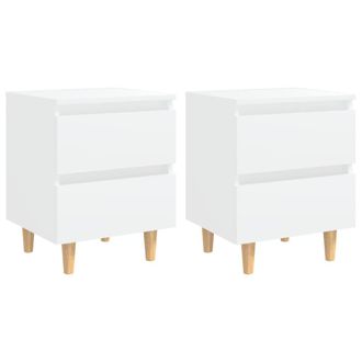 vidaXL Vidaxl - Mesitas De Noche 2 Uds Patas Madera Maciza Blanco 40x35x50 Cm