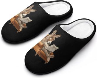 Generic Funny Donkey Reading Newspaper Mens Cozy Cotton Slippers with Memory Foam Lightweight Anti-skid House Shoes for Indoor Outdoor