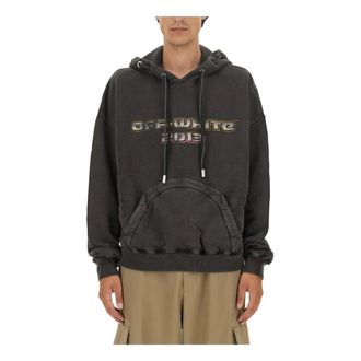 Off-white Hoodies, male, Black, Size: M Digit Bacchus Dbl String Hoo