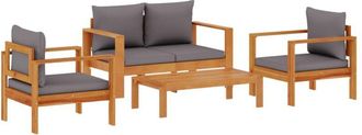 vidaXL Set Sof&aacute;s De Jard&iacute;n Con Cojines 4 Pzas Madera Maciza De Acacia Vidaxl