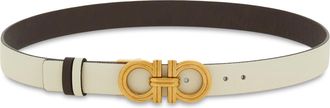 Ferragamo Minimalist Leather Belt with Gold-Tone Double-Gancini Buckle