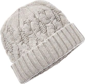 Amicale Cashmere Chunky Cable Cuffed Wool & Cashmere-Blend Hat