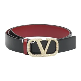 Valentino Belts, female, Black, Size: 75 CM Vlogo Reversible Belt