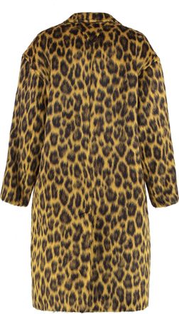 Bottega Veneta Womens Coat With Leopard Print Camel Alpaca Wool