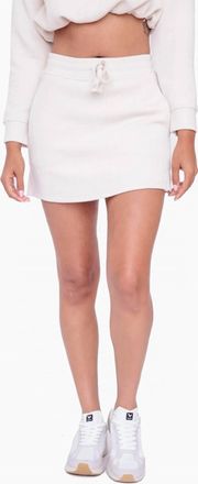 Mono B Quilted Drawstring Skort In Beige