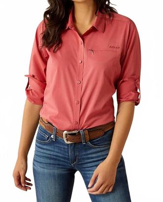 Ariat Womens Venttek Stretch Button Down Shirt In Holly Berry