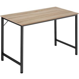 TecTake Escritorio estilo industrial estructura de acero 120 cm madera clara