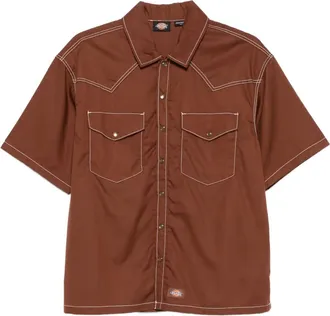 Dickies logo-patch shirt - men - Lyocell/Cotton - S - Brown