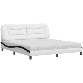 vidaXL Vidaxl - Cama Con Colch&oacute;n Cuero Sint&eacute;tico Blanco Y Negro 180x200 Cm