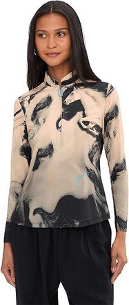 Jamie Sadock Spirit Print Long Sleeve Sunsense 1/4 Zip Top Womens Clothing Creme Brulee : 2XL, Polyester/Spandex