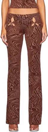 I.AM.GIA Amina Cutout Low Rise Flare Pants in Chocolate Brown at Nordstrom, Size Xx-Small