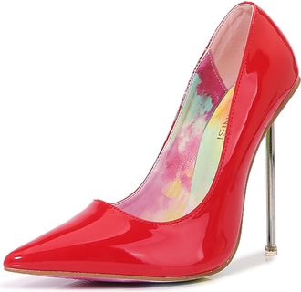 Generic Red,6.5 UK,Womens Pointed Toe Shallow Stiletto Heels 4.7 Inch Pumps Slip-on Wedding Party Banquet Dress High Heel Shoes