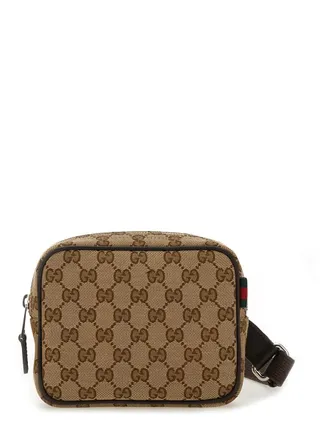 Gucci Mens Mini Gg Shoulder Bag Beige Polyester
