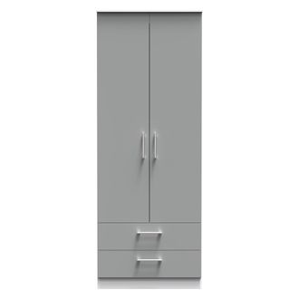 Welcome Furniture Denver Ready Assembled Wardrobe with 2 Doors and 2 Drawers - Grey & White - Welcome Furniture | TJ Hughes