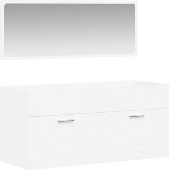 vidaXL Bathroom Cabinet with Mirror White Engineered Wood Vidaxl