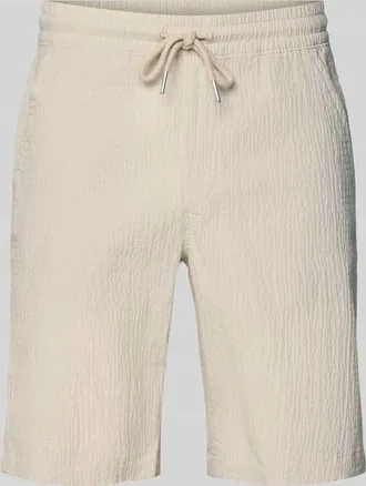 Lindbergh Lindbergh Shorts mit elastischem Bund und Strukturmuster in Sand, Gr&ouml;&szlig;e XXXL