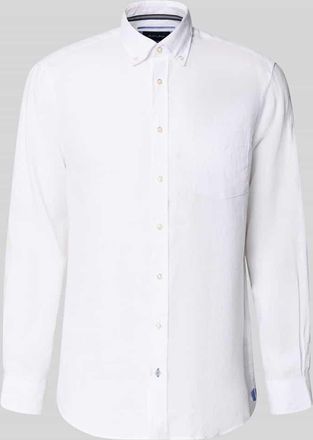 Christian Berg Slim Fit Leinenhemd mit Brusttasche in Weiss, Gr&ouml;&szlig;e 3XL