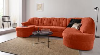 Domo Collection Wohnlandschaft »Papenburg U-Form« in grosser Farbvielfalt, wahlweise Bettfunktion, frei im Raum stellbar