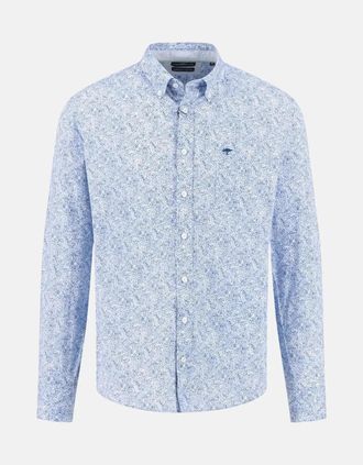 Fynch-Hatton Mens Minimal Flower Print Button Down Shirt New Breeze - Blue - Size: 44/Regular