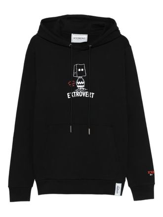 Iceberg graphic-print cotton hoodie - men - Cotton - L - Black