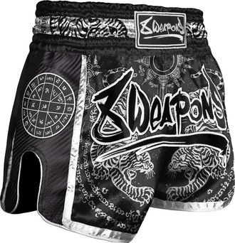 OEM Pantalones Cortos De Muay Thai Sak Yant Tigers Negros Talla L (8 Armas)