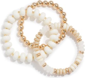 Nordstrom 3-Pack Beaded Bracelets in Ivory Multi- Gold at Nordstrom