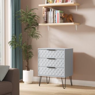 Lewis's Harlequin 3 Drawer Chest in Denim Blue - Ready Assembled - Lewiss Home | TJ Hughes