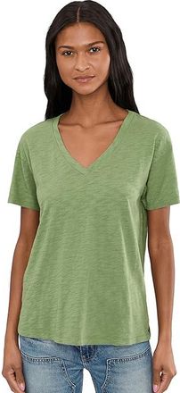 Mod-o-doc Short Sleeve V-Neck Boxy T-Shirts Womens Clothing Hazel : MD (US 8-10), Cotton