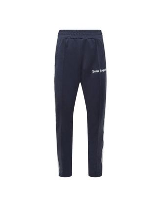Palm Angels Mens Palm Angels White Striped Classic Navy Blue Track Sweatpants - Black - Size: 35/34/32