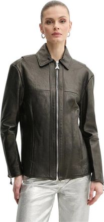 Patrizia Pepe Dames, Jassen, Zwart, Maat: XS Leer
