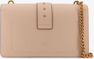 Pinko Womens Love One Leather Crossbody Bag Beige Shoulder